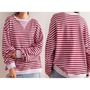 Free People Classic Striped Oversized Raspberry Combo